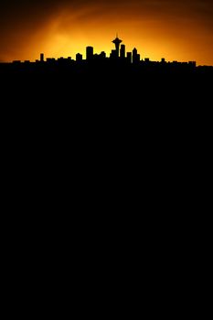 skyline of seattle with black space for your text