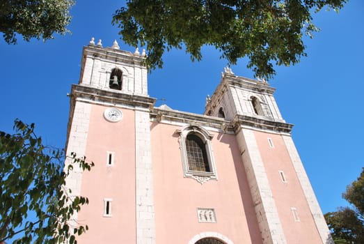 famous and pink church in Santos quarter in Lisbon