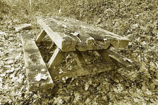 image of a lonely table made of wood