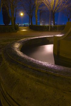 abstract image of a fountain at night