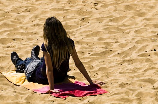 Woman at the beach in spring in Malta