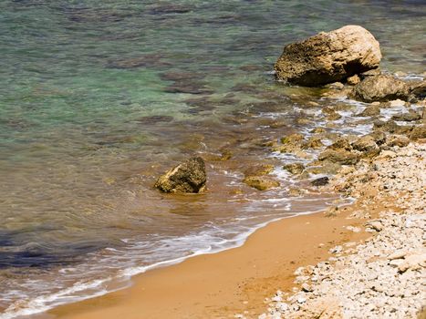 Beautiful Mediterranean beach on the island of Malta