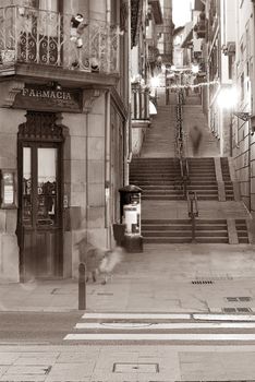 night image of plentzia, a little village in the basque country