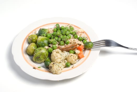 green peas,brussels sprouts.The Vegetable dish.Vitamins