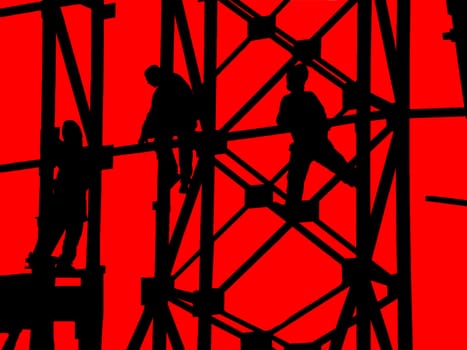 construction site, silhouettes adjuster and design