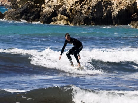 Surfing the waves is a very rare event in Malta