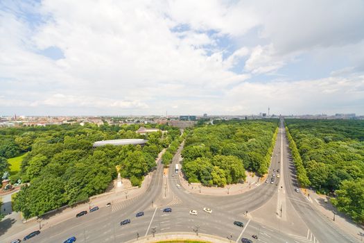 Berlin panorama - wiev from Siegess�ule to Tiergarten taken by ultra wide lens