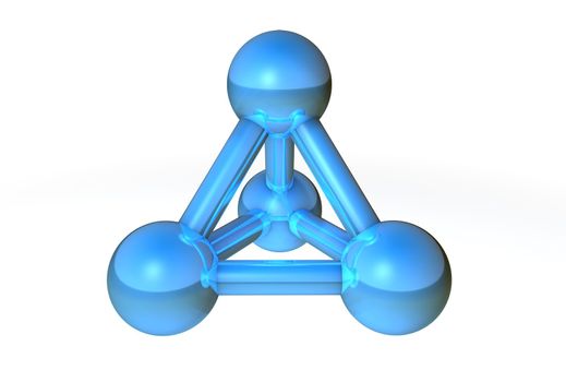 simple blue/steel molecular structure rendered in 3D - no shadow