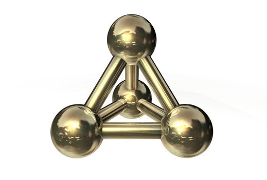 simple golden/copper/bronze molecular structure rendered in 3D - no shadow