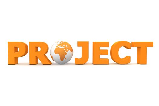 orange word Project with 3D globe replacing letter O