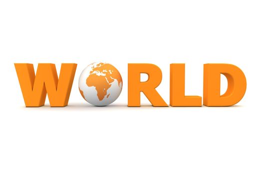 orange word World with 3D globe replacing letter O