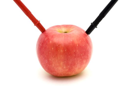 Measuring the energy of red apple, connected to gauge