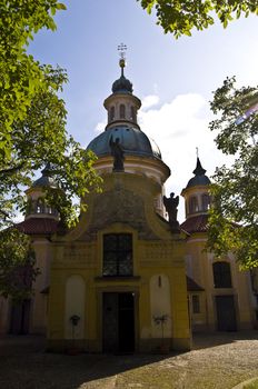 small pilgrimage church in a suburb of Prague