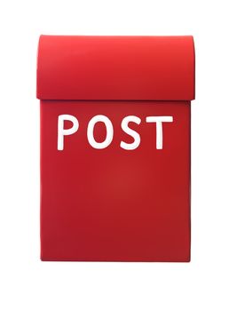 Red mailbox isolated on a white background