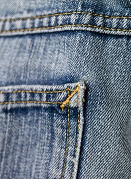 Extreme close up on blue jeans texture