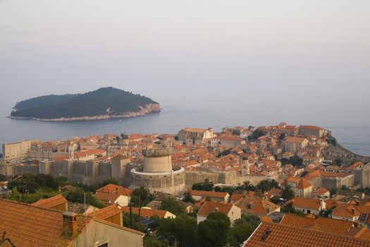 view on Dubrovnik old town and Lokrum Island