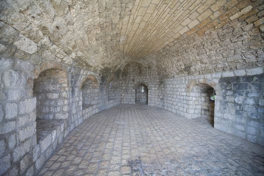 fragment of old city walls in Ston - Croatia. Wide angle photo