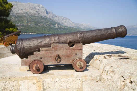 historic canon on Korcula Island - Croatia