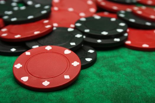 Gambling chips over green felt, I�ve got more poker images