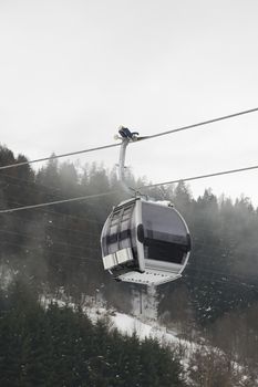 gondola in italian dolomites - winter holidays