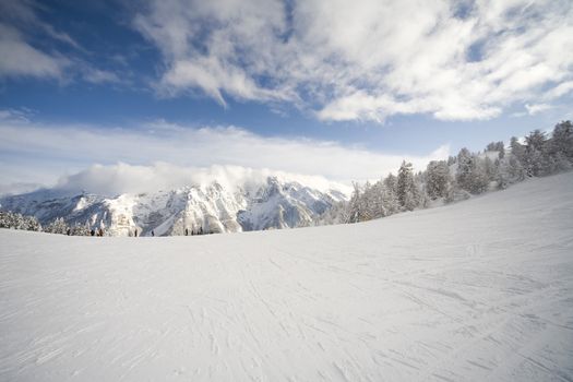 ski slope - photo taken in italian dolomites