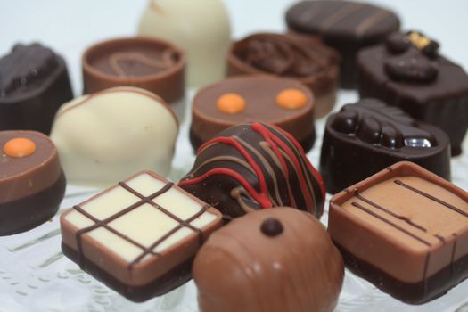 Group of luxury chocolates, pure and milk 