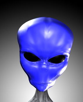 Close up image of an alien with a blue face.