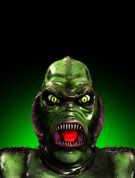 An aquatic reptilian gill monster for Halloween.