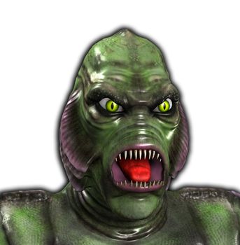 An aquatic reptilian gill monster for Halloween.