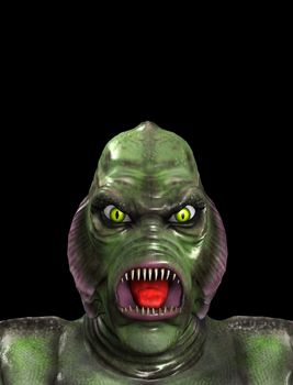 An aquatic reptilian gill monster for Halloween.