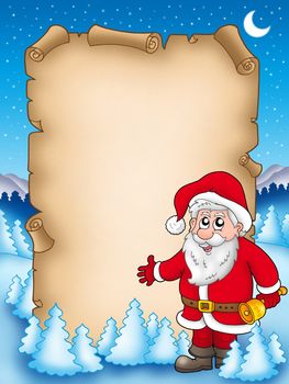 Christmas parchment with Santa Claus 4 - color illustration.