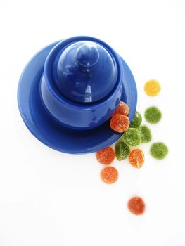 Sugar bowl with fruit candy