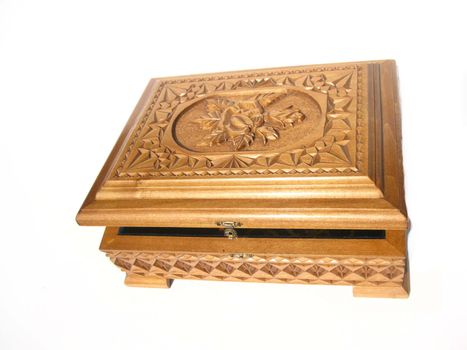a wooden casket of a three