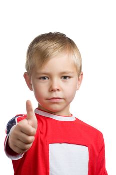 Young boy with his thumb up, isolated