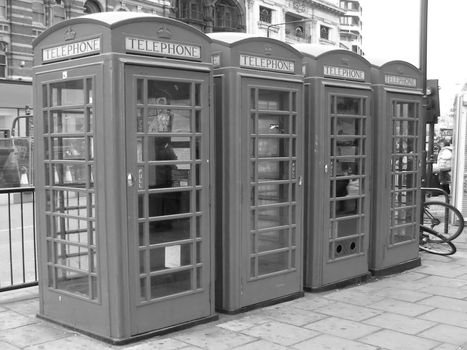 Red Telephone Box London - in black and white