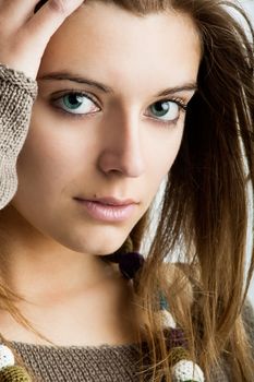 Close-up portrait of a fresh and beautiful young fashion model