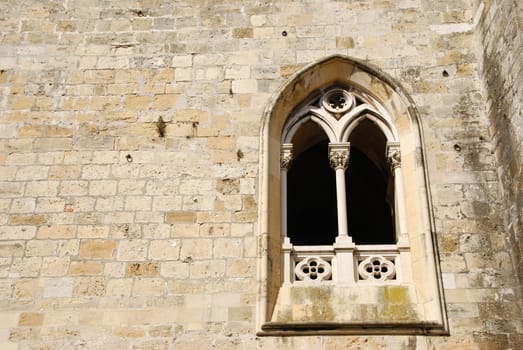 beautiful and ancient window detail of a old church