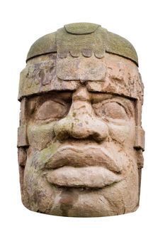 ancient olmec head isolated on white background
