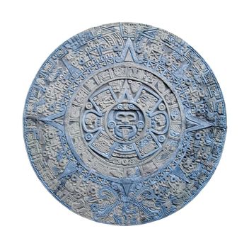 ancient aztec calendar isolated on white background