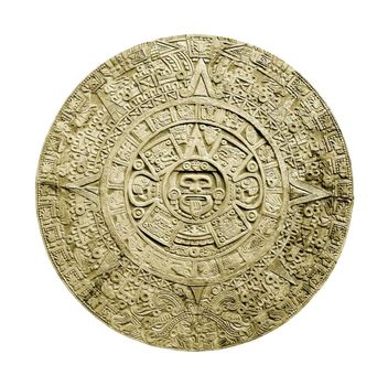 ancient aztec calendar isolated on white background