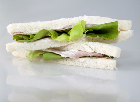 Isolated sandwich with salad over a gray/white background