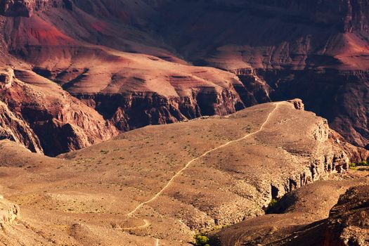 Bright Angel Trail Seen From the South Rim of the Grand Canyon