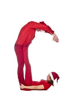 Elfs forming the letter 'C' isolated on white