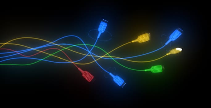 Colorful usb cables that glow in the dark