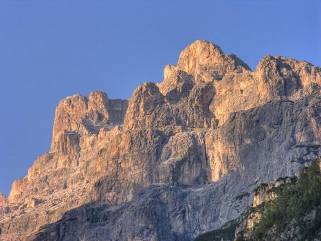 Colours of the Dolomites in a summer afternoon
