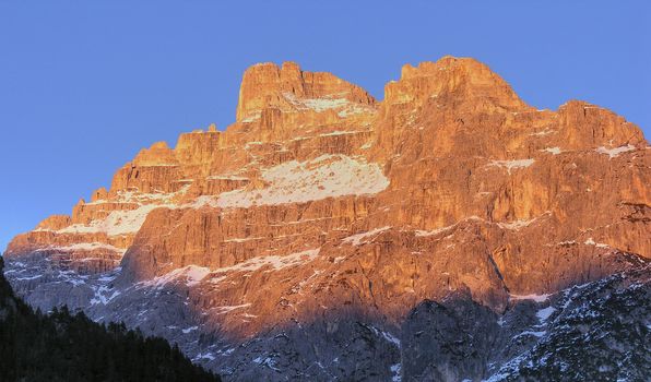 Wonderful colours of Dolomites in winter