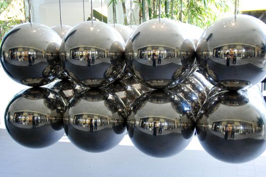 Detail of a Mall Decoration, with reflections on the spheres