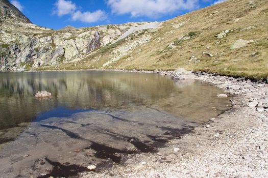 View on small lake in Pyrenees mountain.