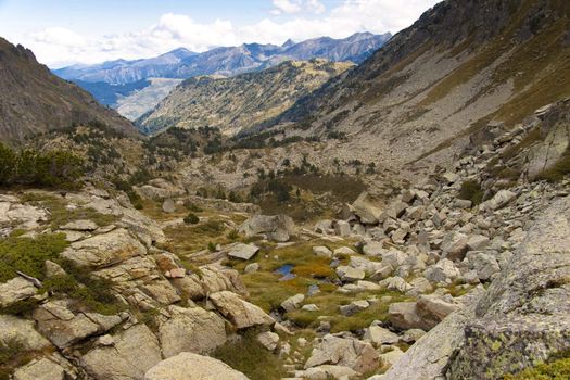 Aerial view in Pyrenees, Andorra, Autumn day.