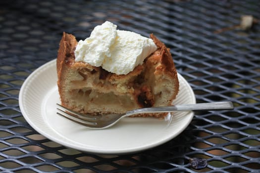 Home made apple pie with cream